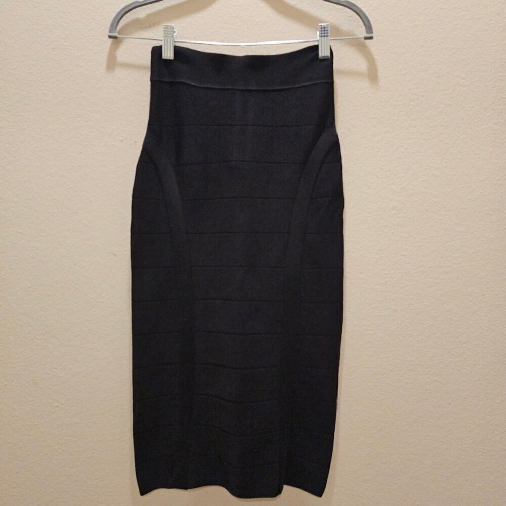 NWOT Bebe Midi Bandage Bodycon Black Skirt Size SP